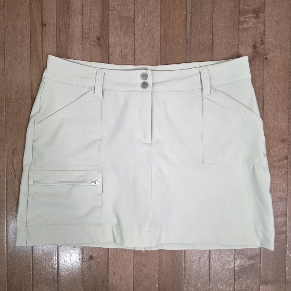 World Wide Sportsman Khaki Tan Outdoor Fishing Skort 10 Stretch Cargo Pocket
